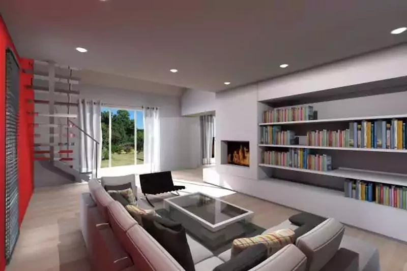 salon avec cheminée